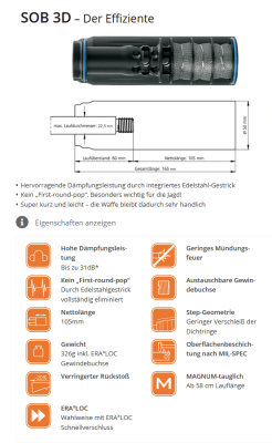 ERA Silencer Schalldämpfer SOB3D, mit ERA®LOC