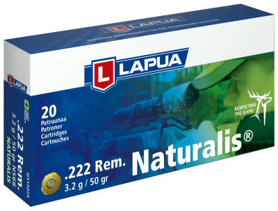 Lapua Cartridge .222Rem, Naturalis 50gr N566