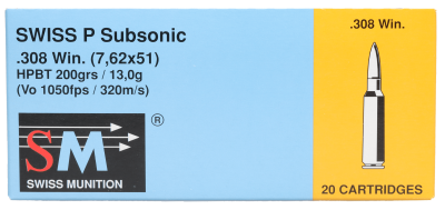 Swiss P Kugelpatrone .308Win Subsonic 200gr