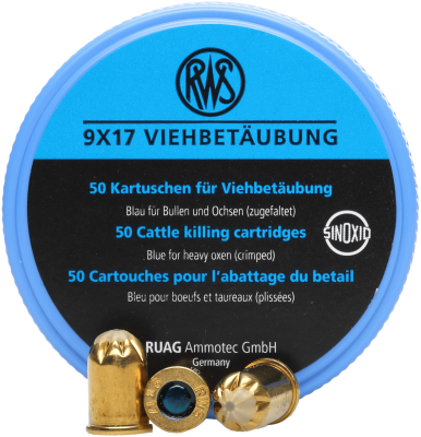 RWS Schlachtpatronen 9mm, Blau für Ochsen