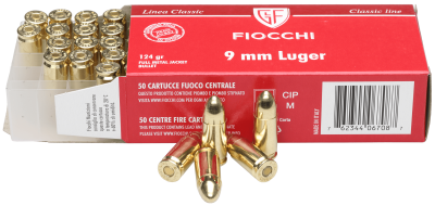 Fiocchi FFW cartridge 9mmLuger, FMJ 124gr/8g (50)