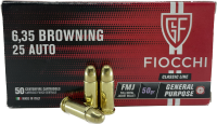 Fiocchi FFW cartridge 6.35mm/.25 Auto FMJ 50gr