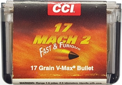 CCI KK cartridge .17Mach2, V-Max 17gr