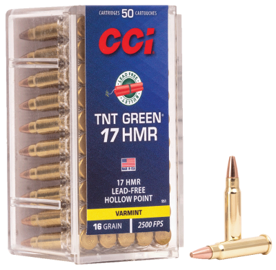 CCI 951 Cartouche .17HMR, TNT Green, HP 16grs