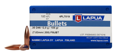 Lapua bullet 7.62mm, FMJ Boat Tail 185gr D46