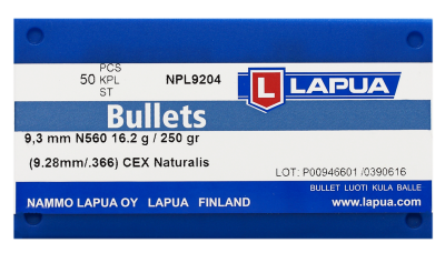 Lapua bullet 9.3mm, Naturalis 250gr N560