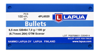 Lapua Projectile 6.5mm, Scenar OTM 108gr GB464