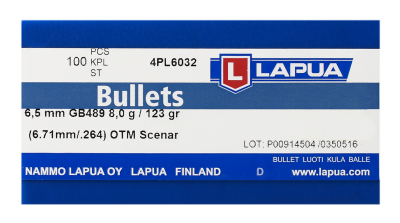 Lapua Projectile 6.5mm, Scenar OTM 123gr GB489