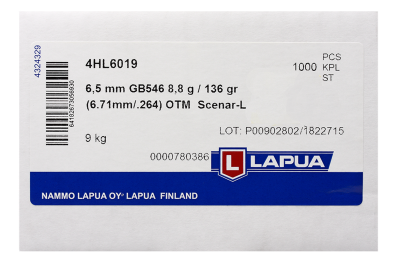 Lapua Projectile 6.5mm, Scenar-L OTM 136gr GB546