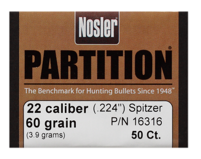 Nosler Geschosse .22, Partition Sp 60gr (50Pcs.)