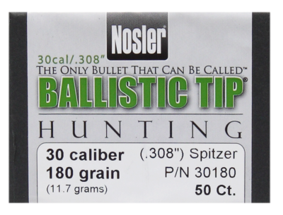 Nosler Projectile .30, BallisticTip 180gr (50Pcs.)