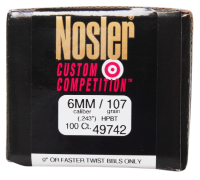 Nosler Projectile 6mm, CC HPBT 107gr (100Pcs.)