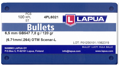 Lapua Projectile 6.5mm, Scenar-L OTM 120gr GB547