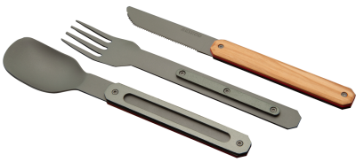 Akinod 12H34 Cutlery set Titanium, Olive wood